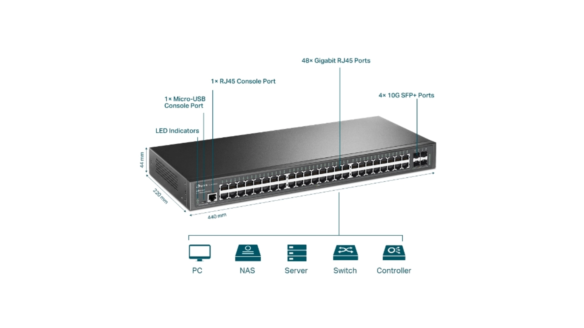 TP-Link SG3452X - Switch 48 ports GB L2+ 4x10G SFP+