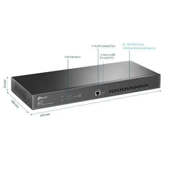 TP-Link SX3008F - Switch 8 ports 10 Giga SFP+ manageable L2 Omada