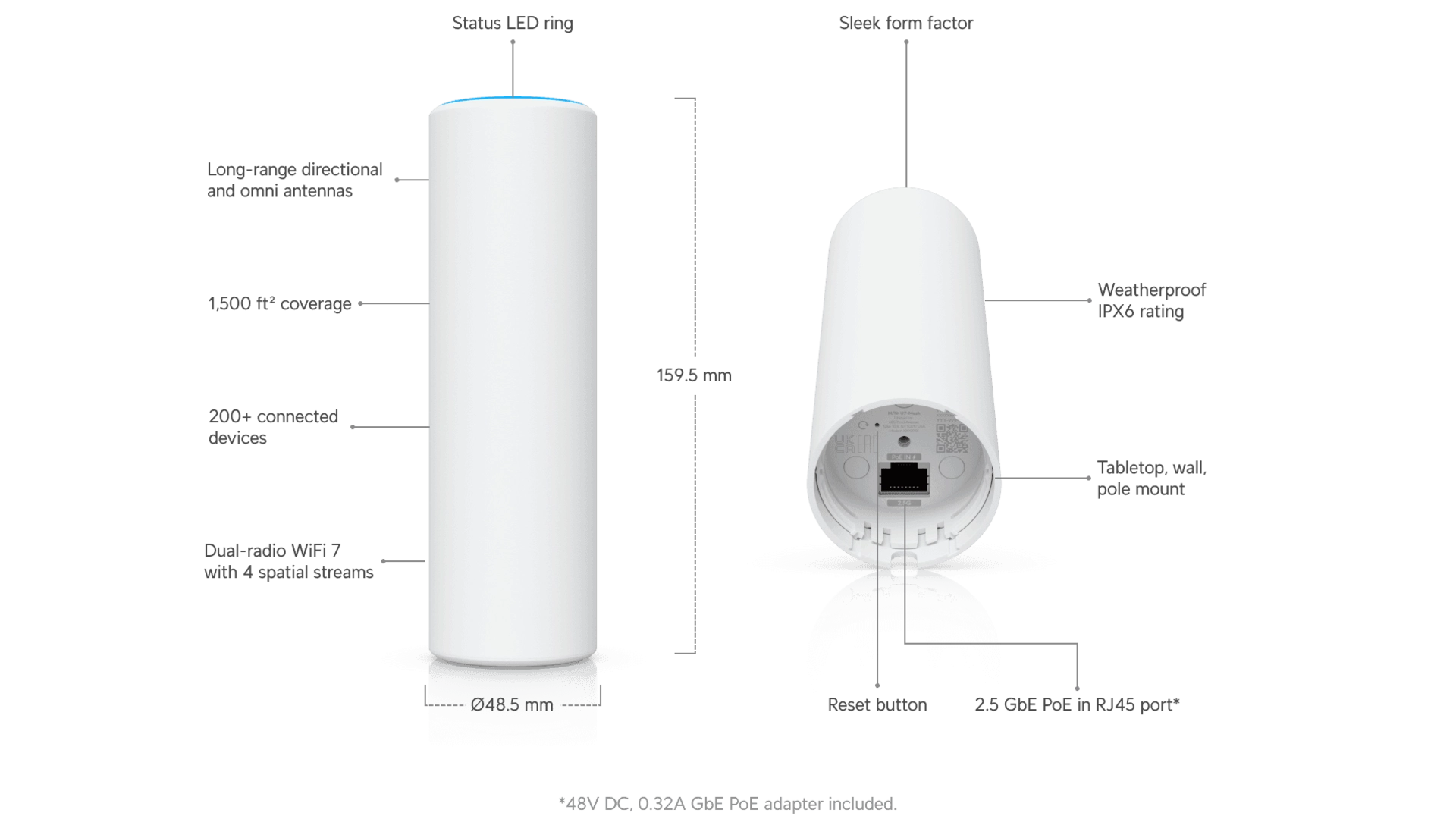 Ubiquiti U7-MESH - Point d'accès WiFi 7 tri-bande mesh intérieur/extérieur