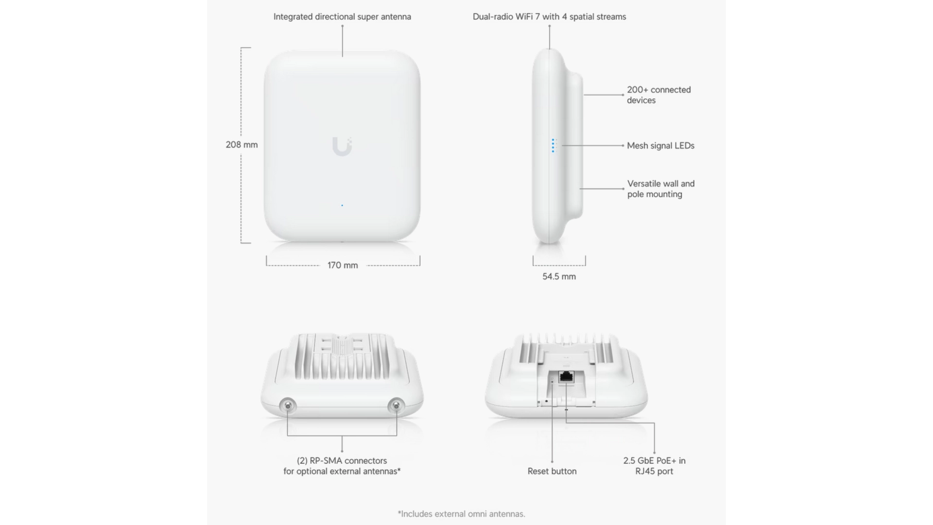 Ubiquiti U7-OUTDOOR - Point d'accès WiFi 7 tri-bande indoor/outdoor