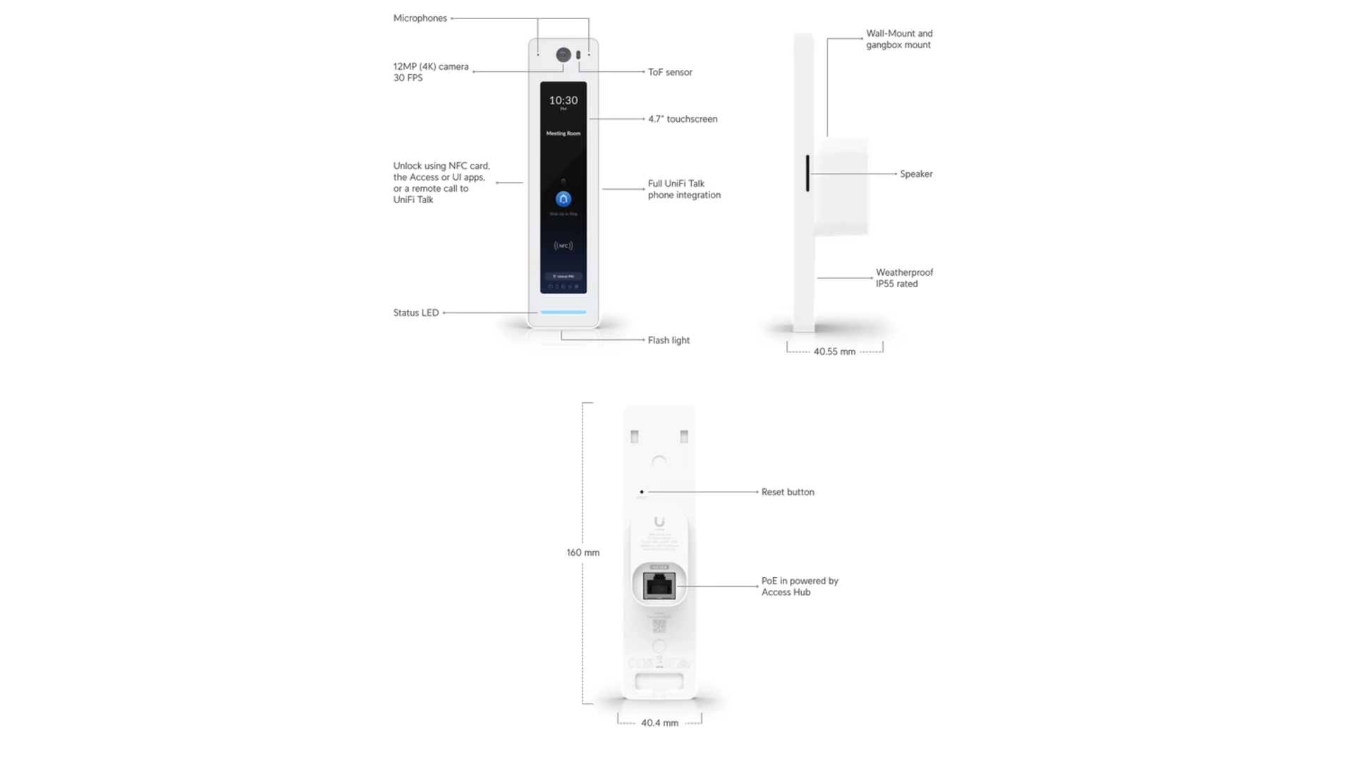 Ubiquiti UA-G2-PRO-BLACK - Lecteur accès NFC PoE avec caméra IP55
