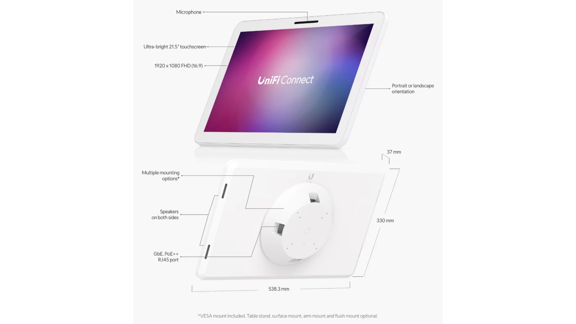 Ubiquiti UC-DISPLAY - Écran tactile 21,5" Full HD PoE++
