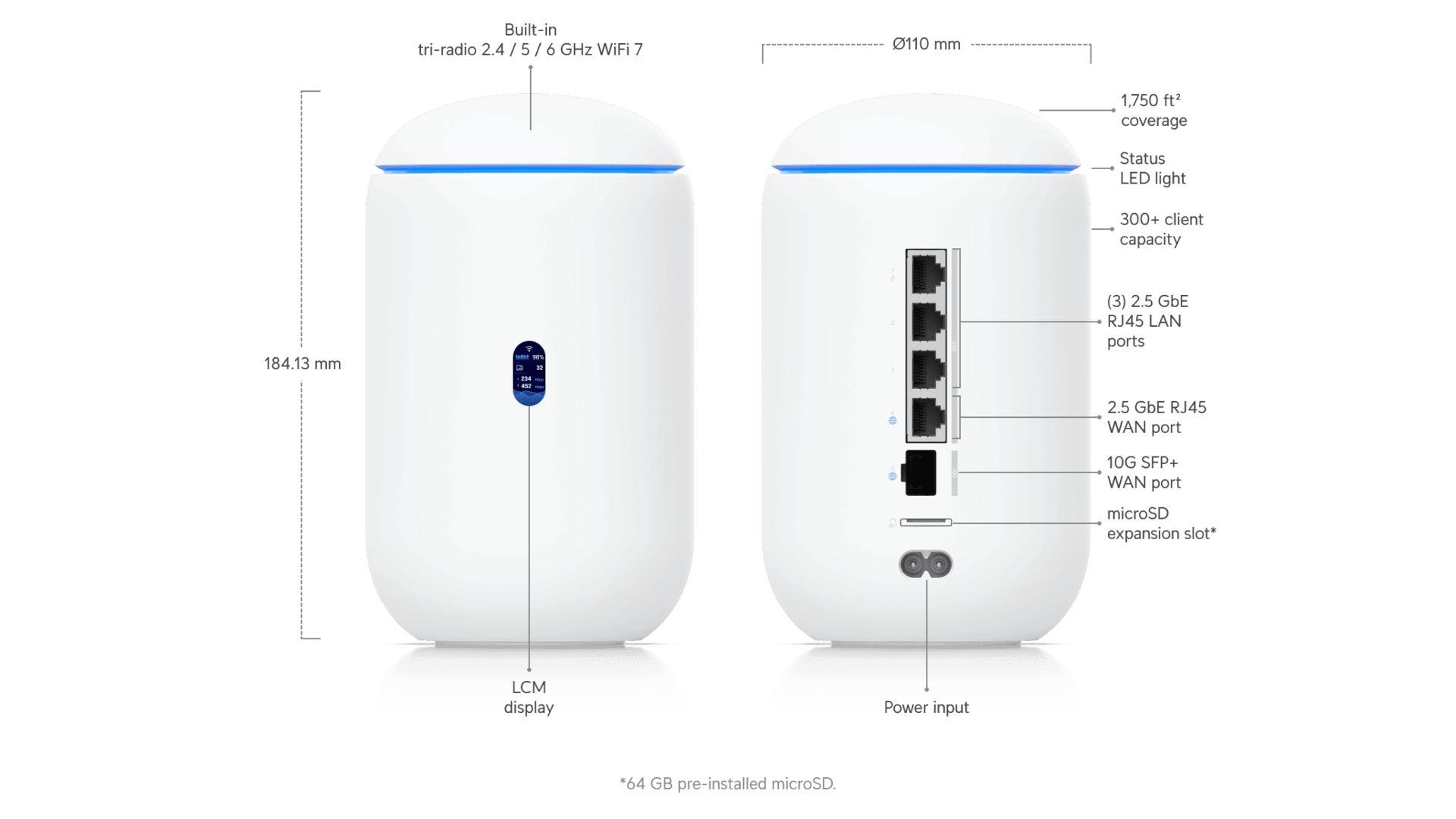 Ubiquiti UDR7 - Dream Router WiFi 7 avec Switch PoE et ports 10G SFP+