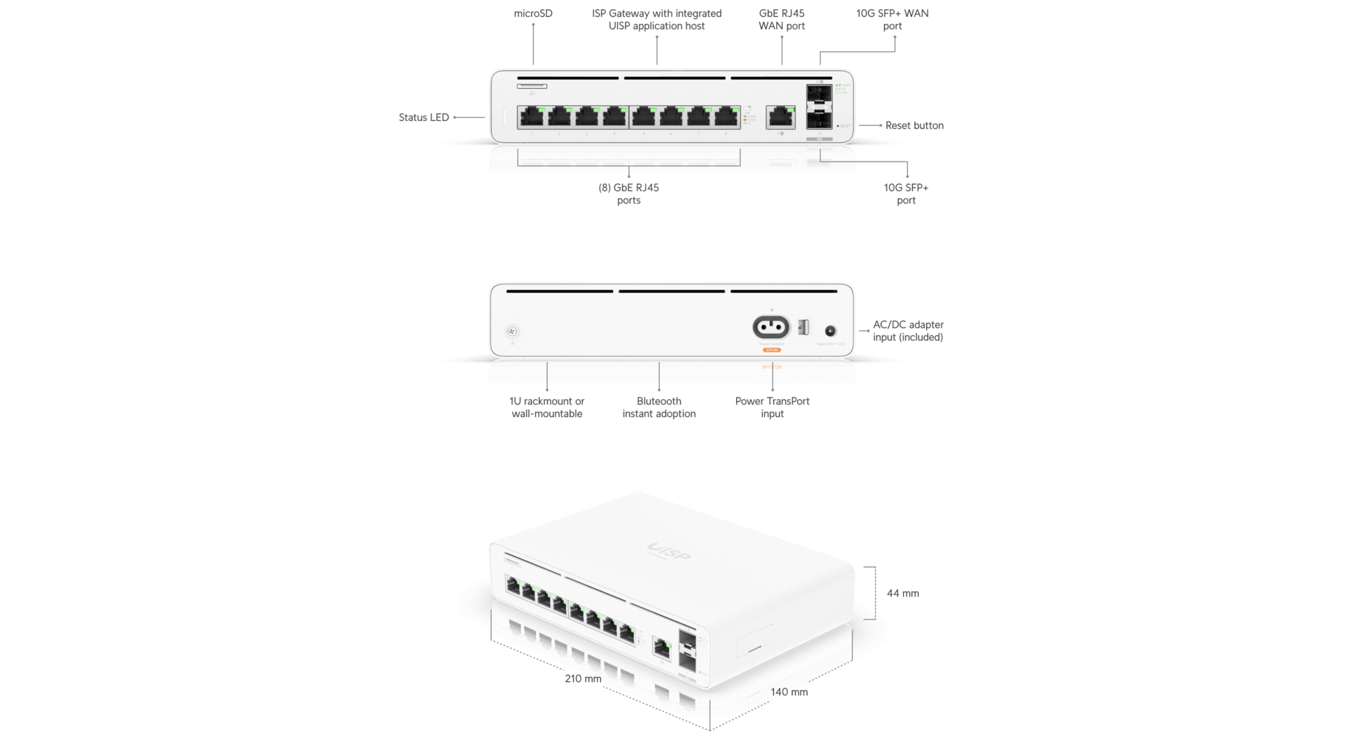 Ubiquiti UISP-CONSOLE - Routeur 8 ports Gigabit + SFP