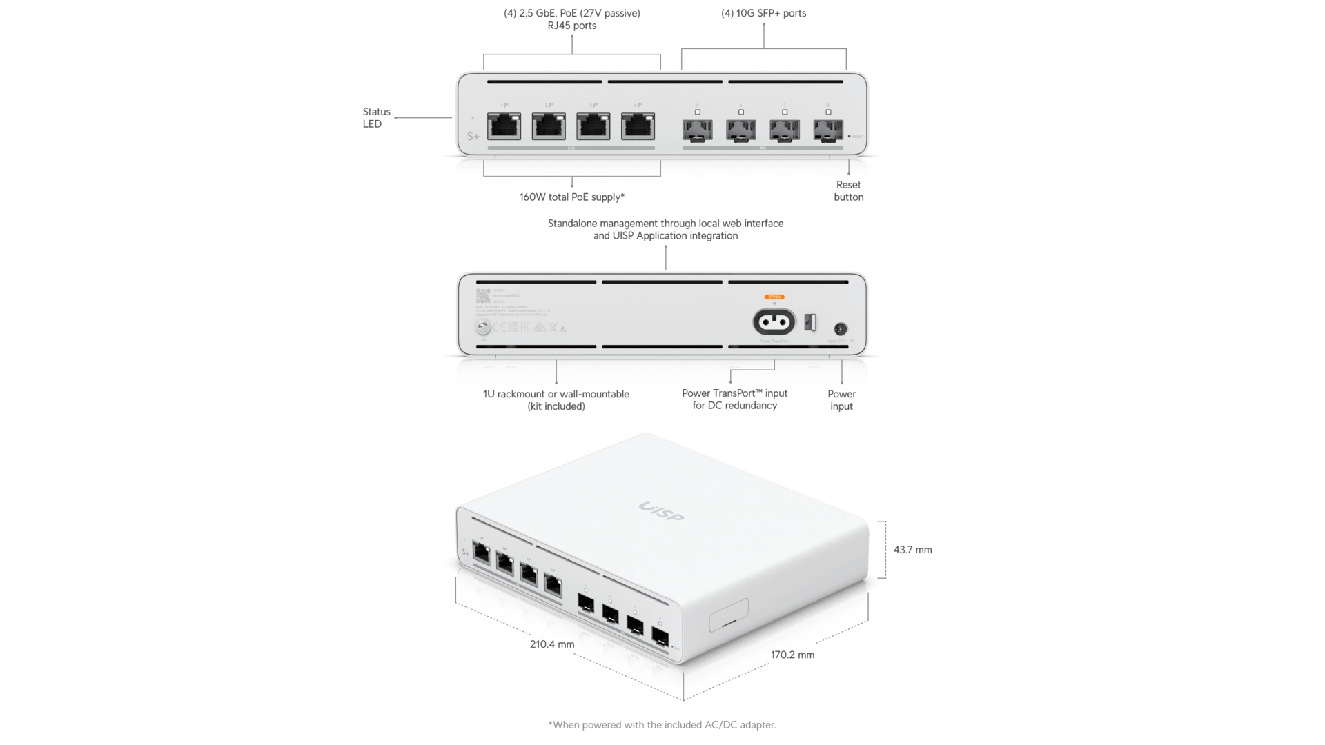 Ubiquiti UISP-S-PLUS - Switch 8 ports PoE+ et 10G SFP+