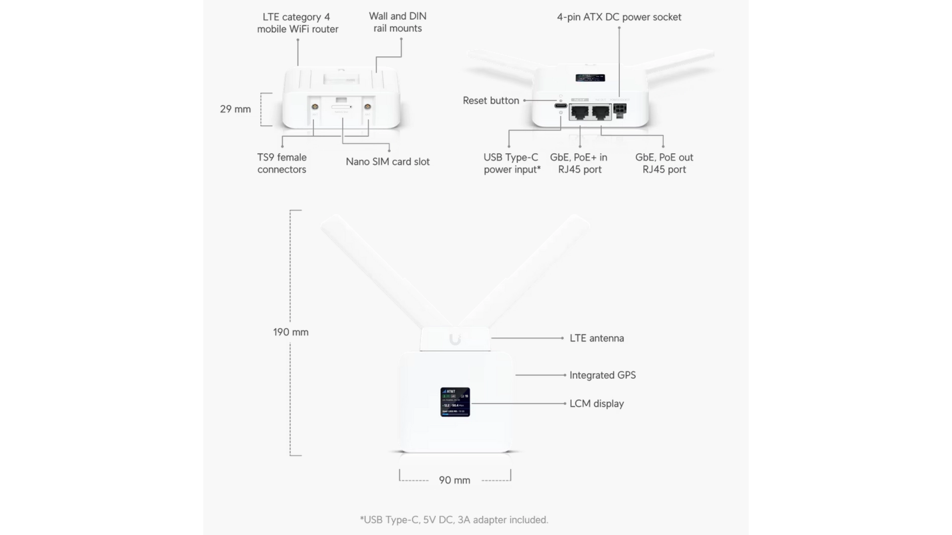 Ubiquiti UMR - Routeur mobile WiFi PoE LTE 2,4GHz Nano SIM