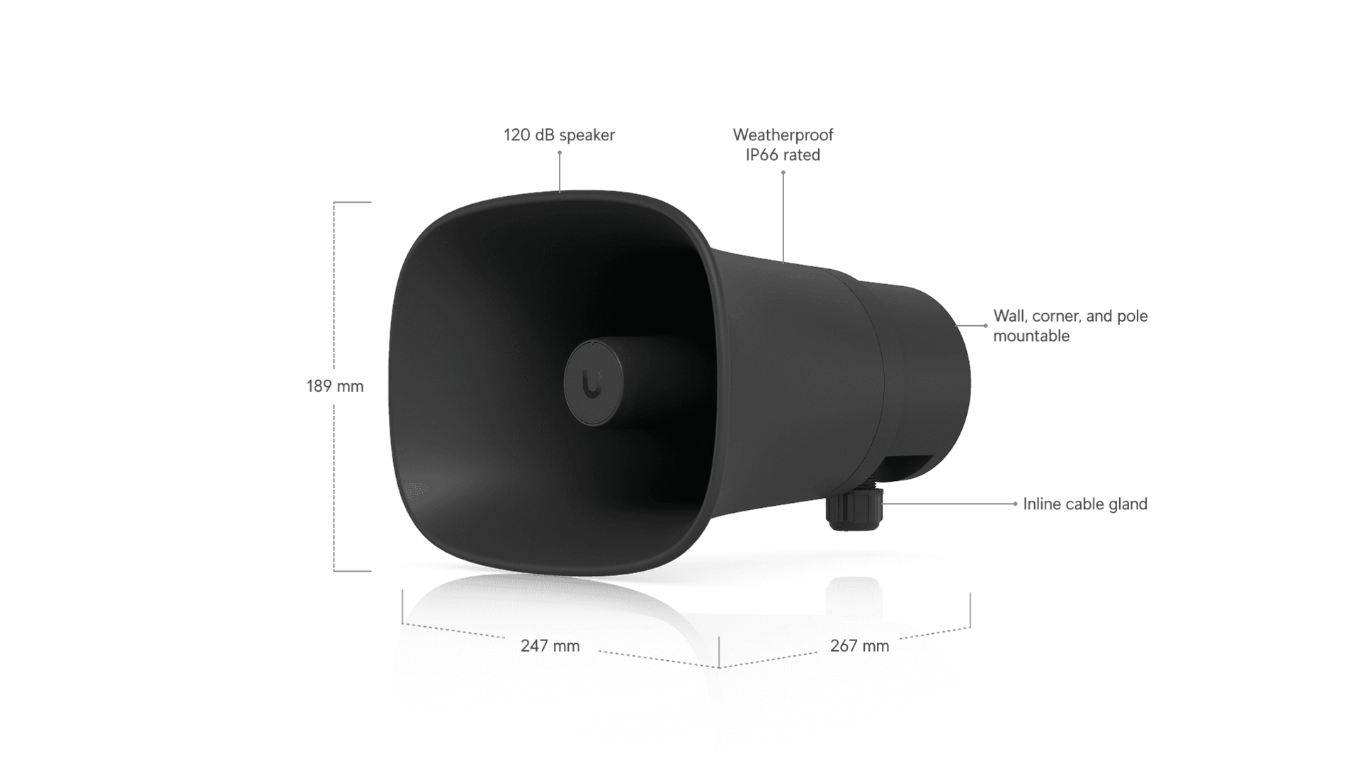 Ubiquiti UP-AI-HORN-SPEAKER-B - Haut-parleur PoE 120dB IP66