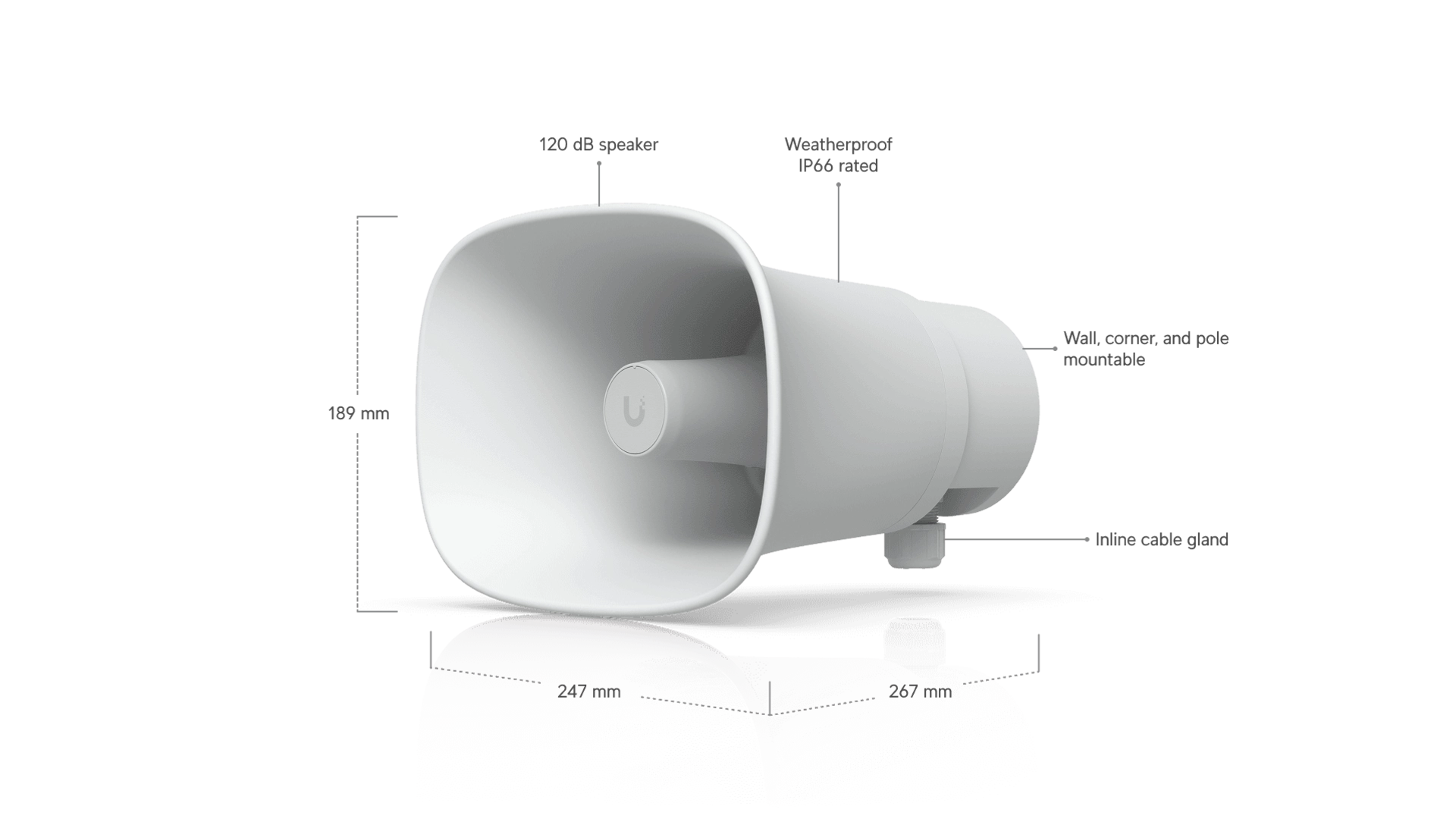 Ubiquiti UP-AI-HORN-SPEAKER-W - Haut-parleur PoE 120dB IP66