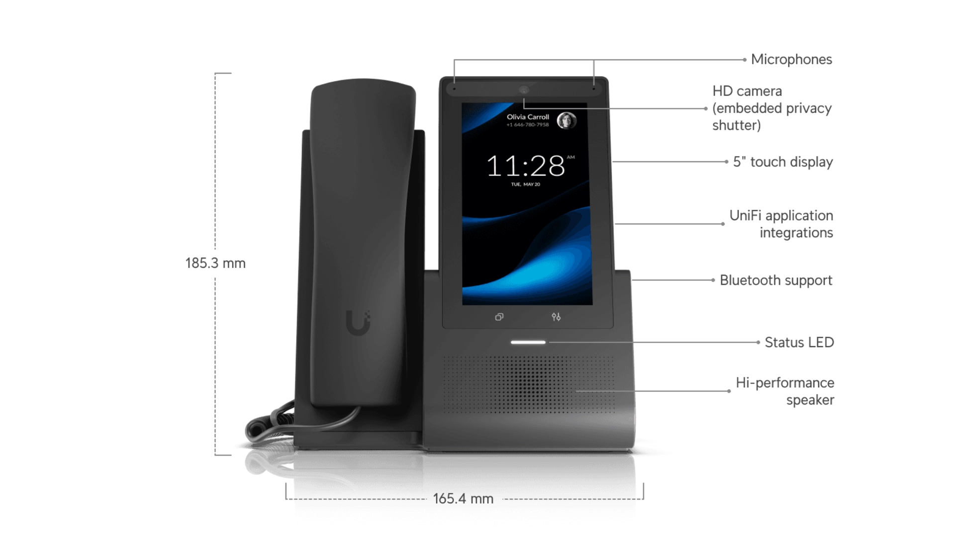 Ubiquiti UTP-G3-TOUCH-PRO - Téléphone PoE tactile 5' Bluetooth noir