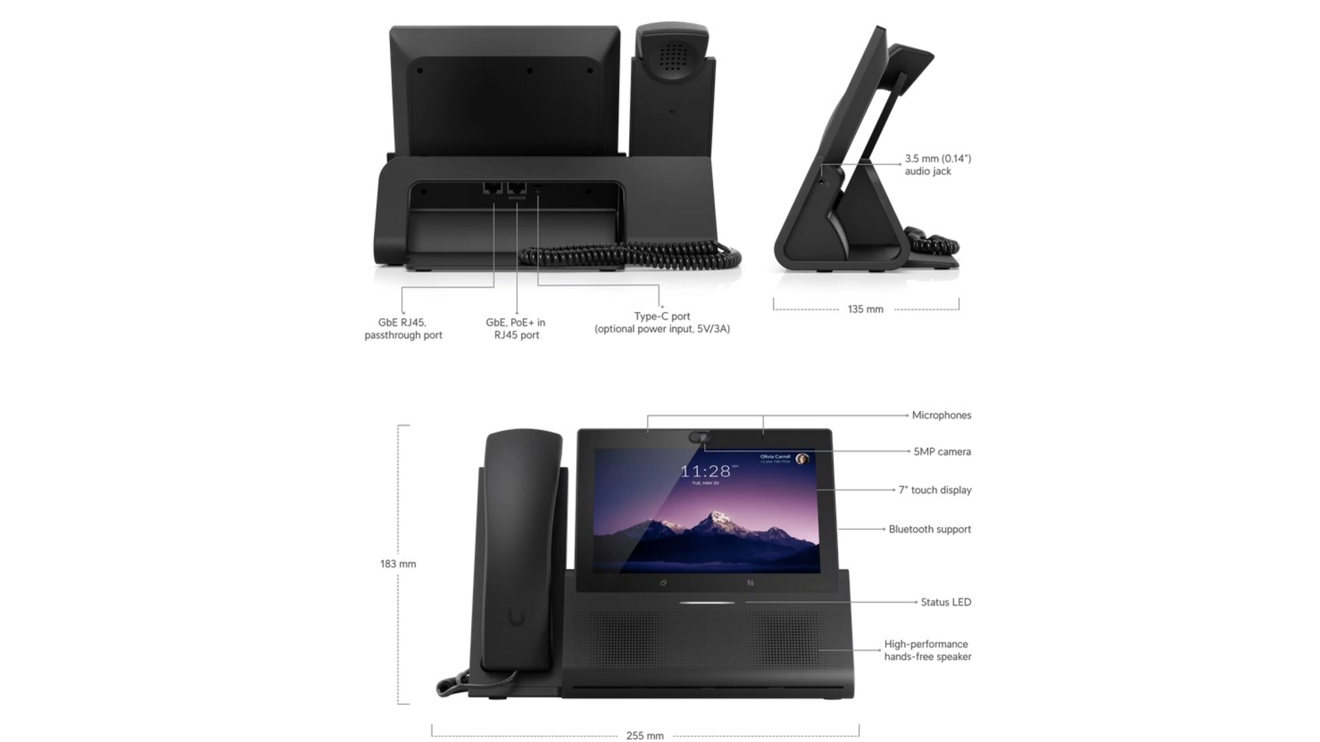 Ubiquiti UTP-TOUCHMAX - Téléphone IP Premium 7" PoE+ Bluetooth Caméra 5Mpix