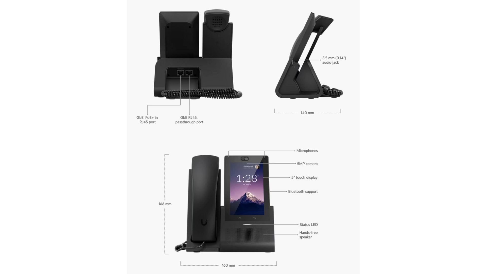 Ubiquiti UTP-TOUCH - Téléphone IP PoE tactile 5' Bluetooth