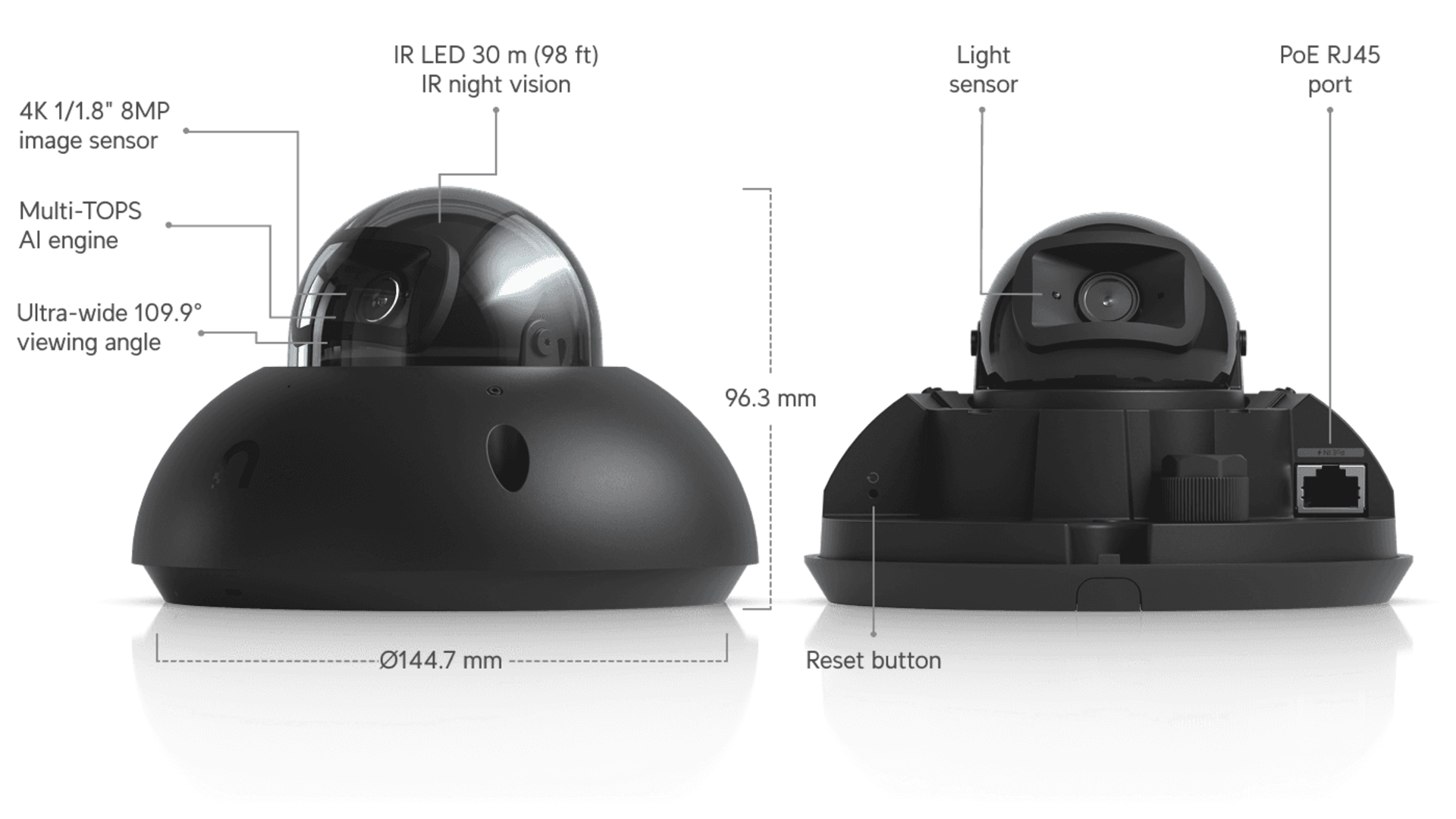 Ubiquiti UVC-G6-DOME-B - Caméra Dôme 4K IP66 PoE IR 30m Antivandale