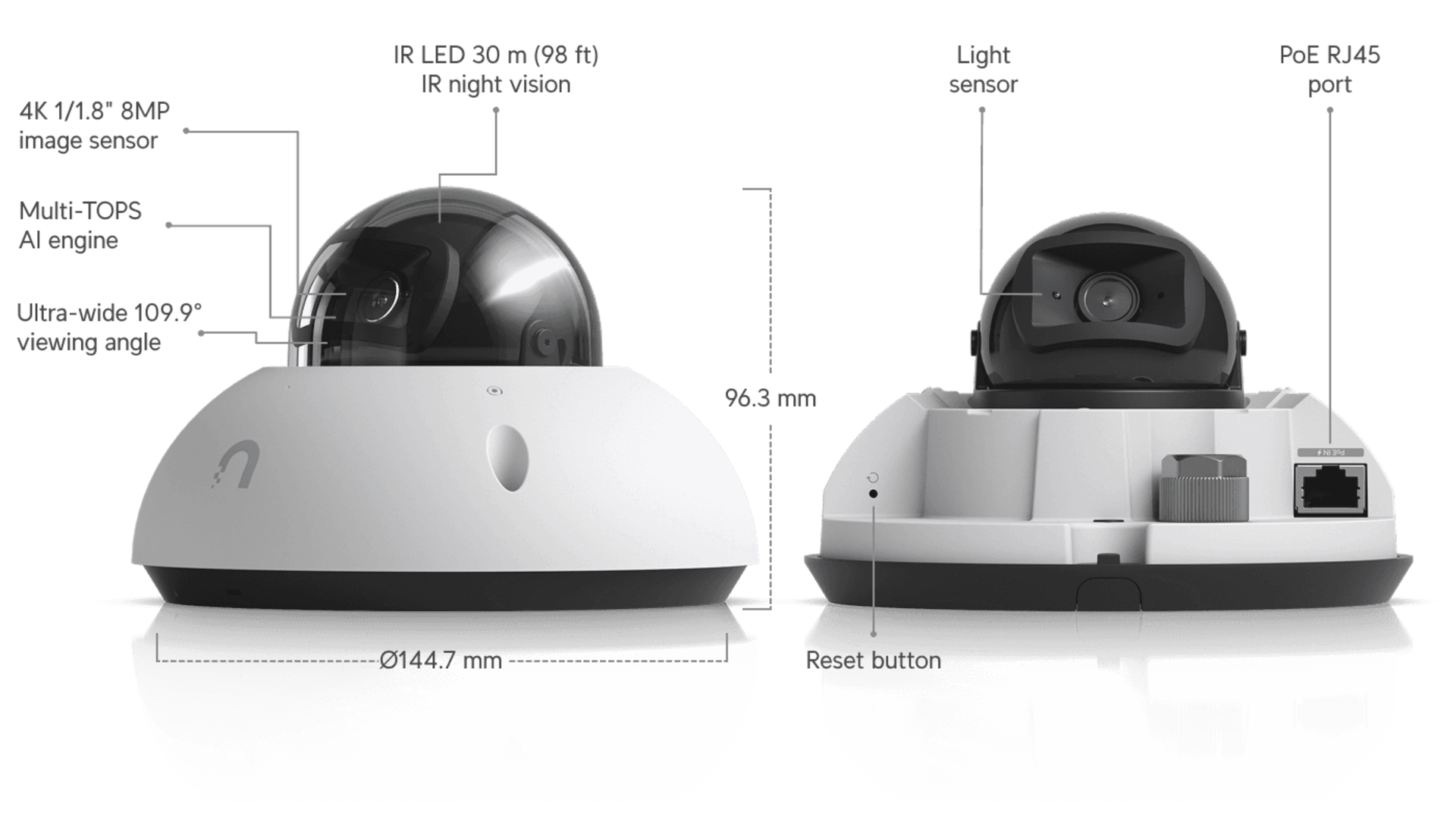 Ubiquiti UVC-G6-DOME-W - Caméra Dôme 4K IP66 PoE IR 30m