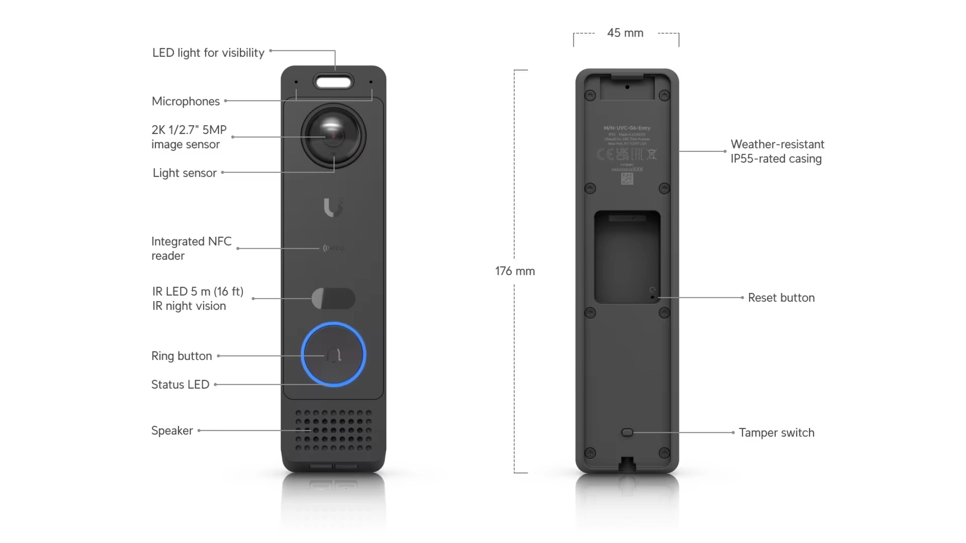 Ubiquiti UVC-G6-ENTRY - Portier vidéo IP 4Mpix IR NFC