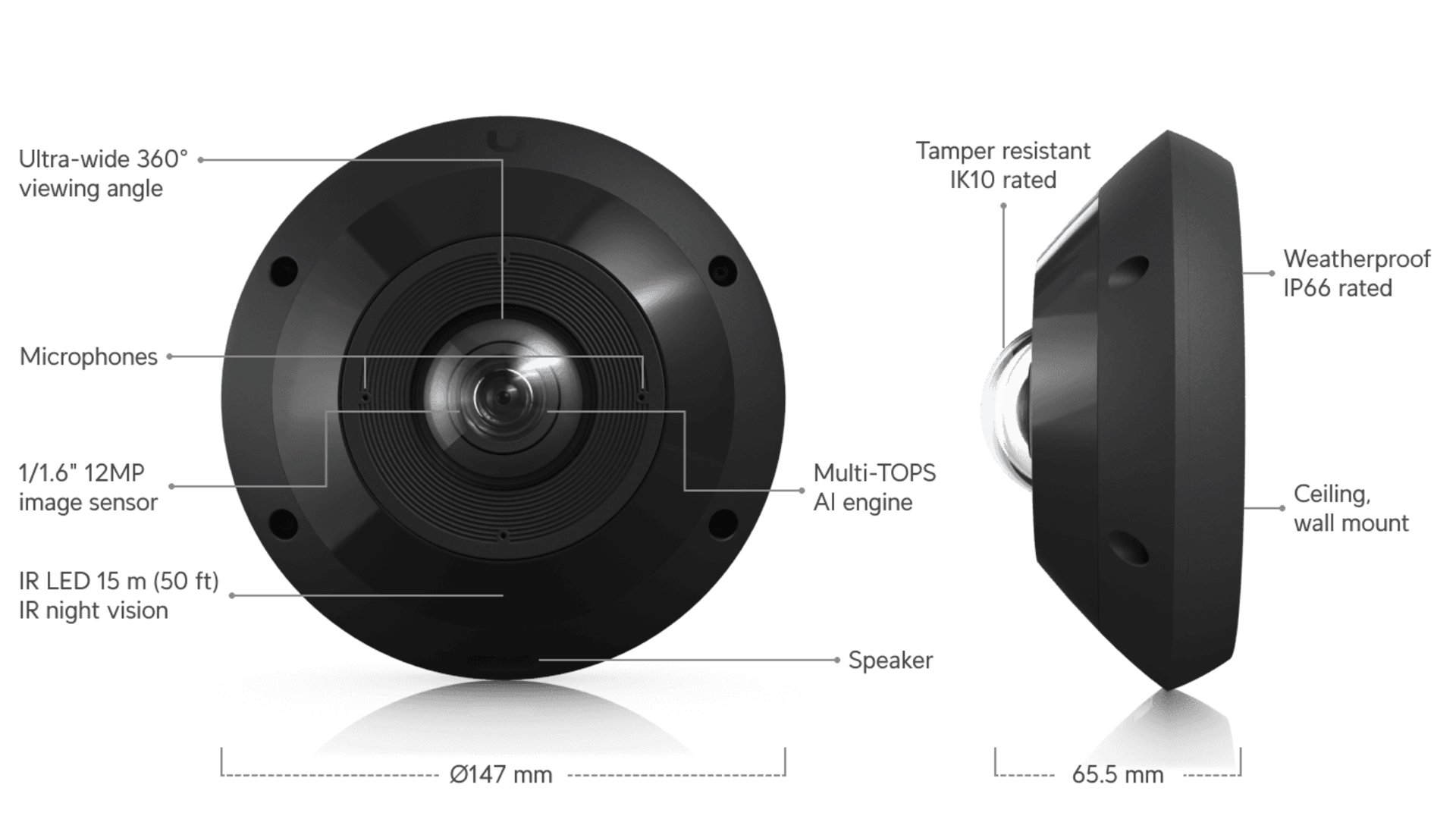 Ubiquiti UVC-G6-PRO-360-B - Caméra panoramique 12MP PoE IP66