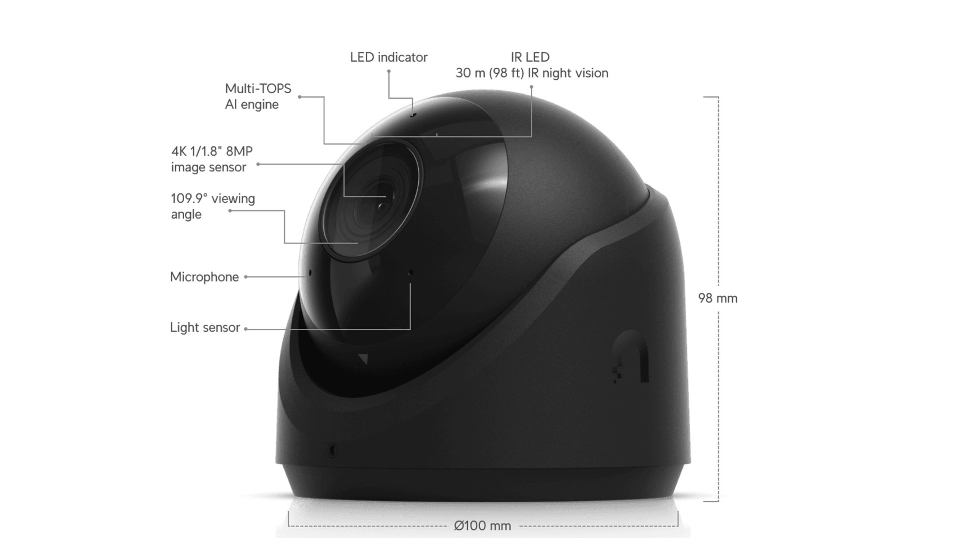 Ubiquiti UVC-G6-TURRET-B - Caméra Turret 4K IP PoE IR 30m
