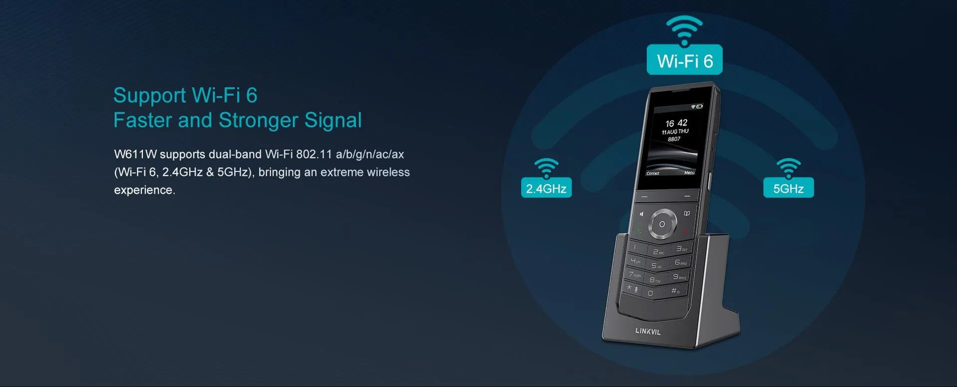 Fanvil W611W - Téléphone WiFi portable écran 2,4'' combiné IP67