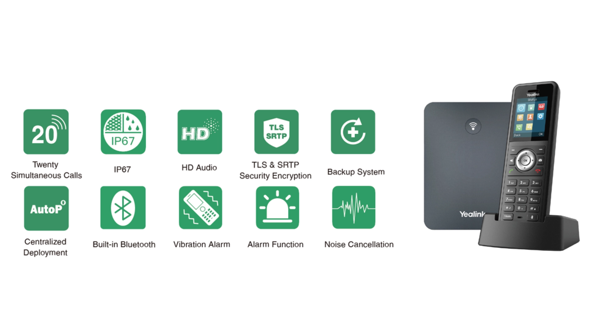 Yealink W79P-PRO - Package base W70B + DECT W59R IP67, vibreur ecran couleur bouton alarme