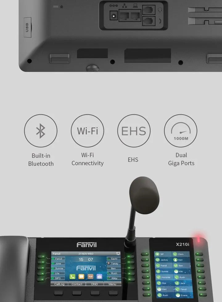 Fanvil X210I - Téléphone IP 20 comptes SIP PoE WiFi Bluetooth