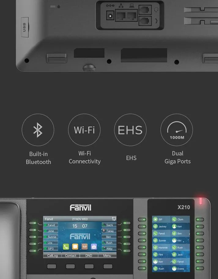 Fanvil X210 - Téléphone IP 20 Comptes SIP avec Module de Touches Programmables