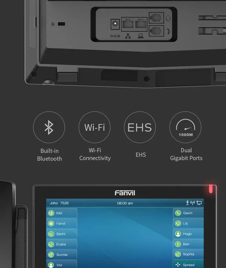 Fanvil X7 - Téléphone IP 20 Comptes SIP avec Écran Tactile Couleur et PoE