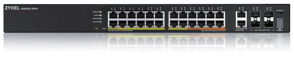 Zyxel 24 ports RJ45 4 ports 10 gbps SFP 2X10MG RJ45, 1 GB, PoE 400W