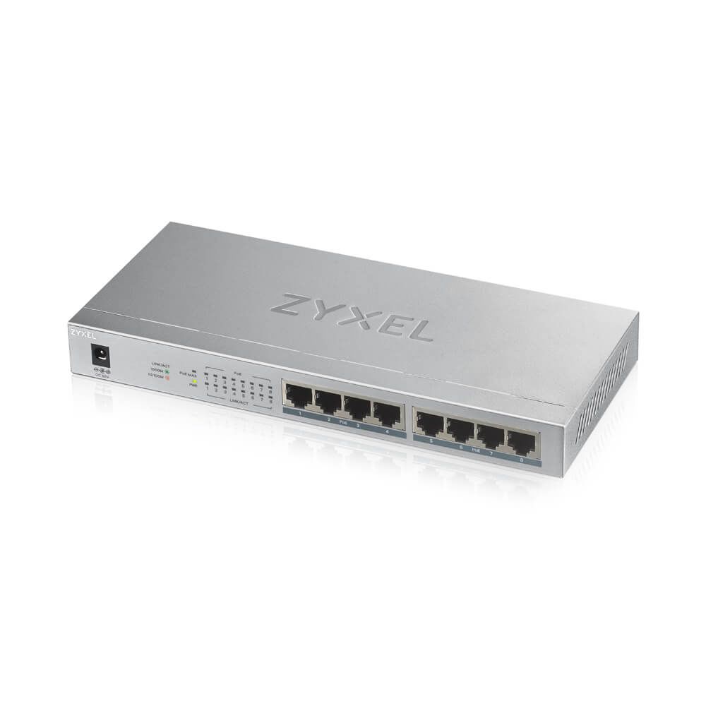 Zyxel Switch 8 ports giga POE, 1 GB