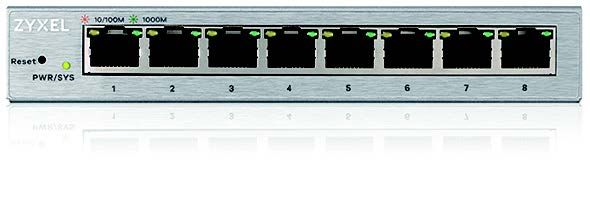 Zyxel Switch 8 ports giga fanless, 1 GB