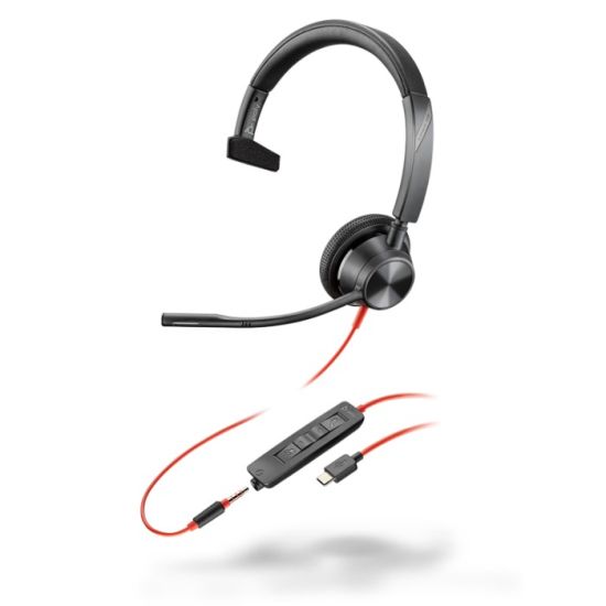 Poly Blackwire 3315 - Casque mono USB-C jack 3,5mm adaptateur USB-C/A - 8X217AA - 8X217AA