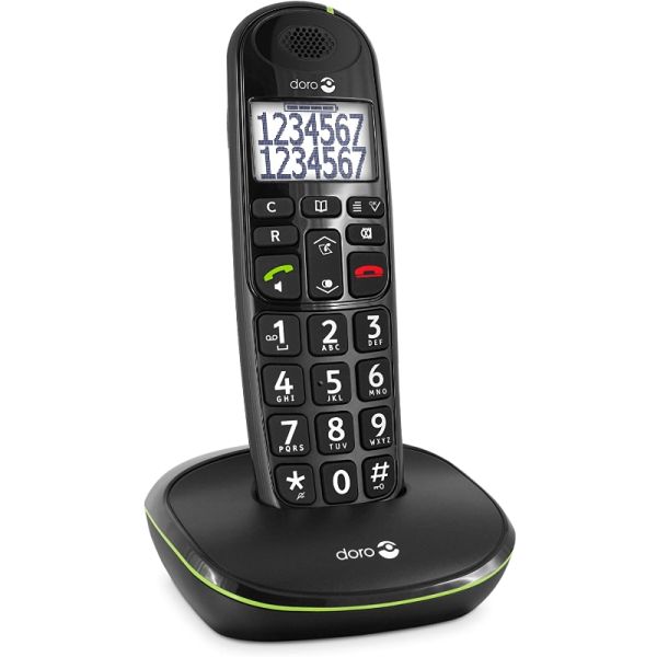 Doro PhoneEasy 110 – Téléphone sans fil DECT compact noir – 5953