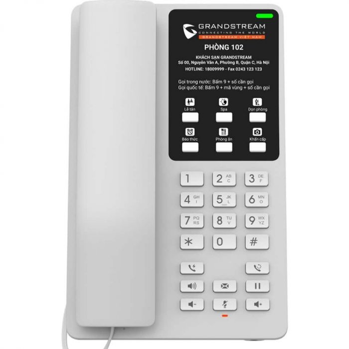 GHP620W Grandstream – Téléphone IP hôtelier Wi-Fi bi-bande avec 6 touches programmables