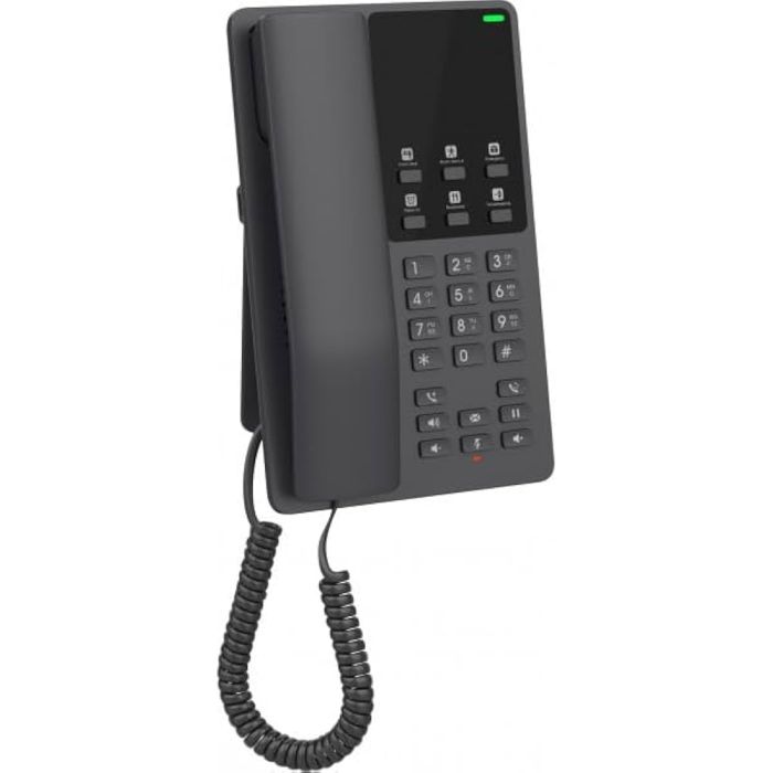 GHP621W Grandstream – Téléphone IP hôtelier Wi-Fi bi-bande noir avec 6 touches programmables