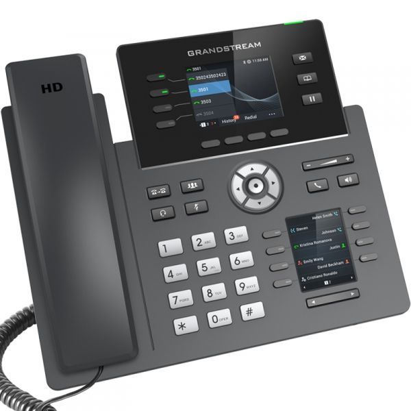 GRP2614 Grandstream – Téléphone IP 4 lignes avec double écran couleur, Wi-Fi et Bluetooth