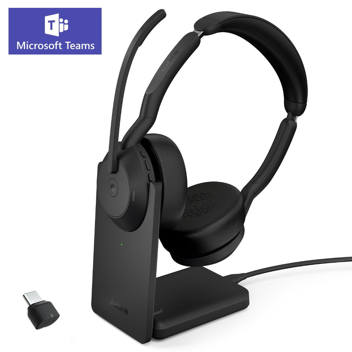 Jabra Evolve2 55 - Casque sans fil Bluetooth stéréo MS Teams avec base chargeur - 25599-999-889