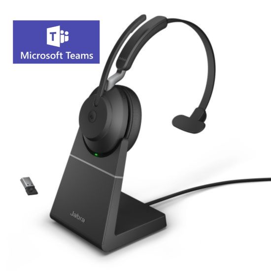 Jabra Evolve2 65 - Casque sans fil mono MS Teams avec base chargeur - 26599-899-989