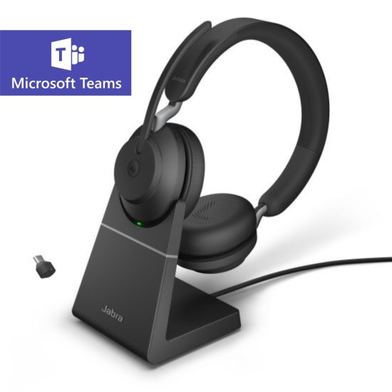 Jabra Evolve2 65 - Casque sans fil stéréo Microsoft Teams avec base de chargement - 26599-999-889