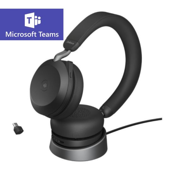 Jabra Evolve2 75 - Casque sans fil Bluetooth stéréo MS Teams avec base de charge - 27599-999-889
