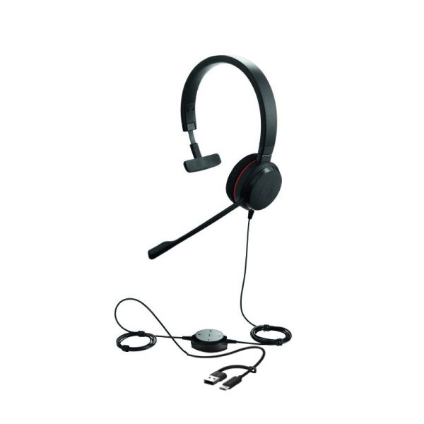 Jabra Evolve 20 Mono - Casque filaire USB-C/A pour appels professionnels - 4993-823-169
