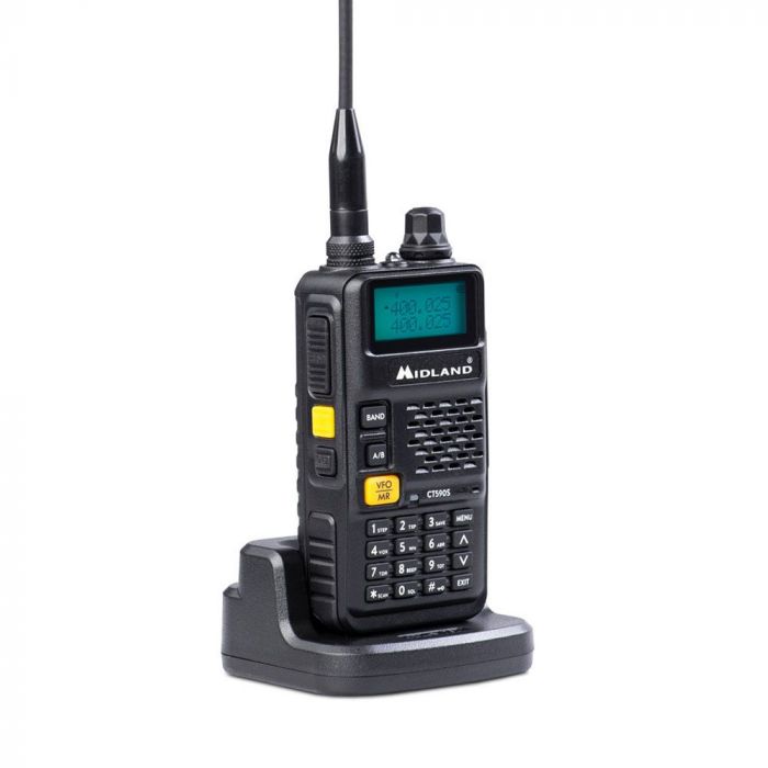 Midland CT590 S – Radio bi-bande VHF/UHF, 5W, 128 canaux, FM intégrée et torche LED