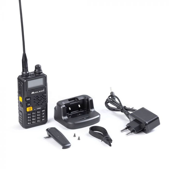 Midland CT590 S – Radio bi-bande VHF/UHF, 5W, 128 canaux, FM intégrée et torche LED