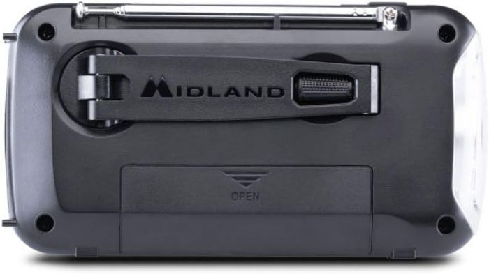 Midland ER100 – Radio d’urgence multifonction avec panneau solaire et batterie de secours