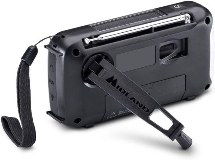 Midland ER100 – Radio d’urgence multifonction avec panneau solaire et batterie de secours