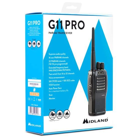 Midland G11 Pro – Talkie-Walkie professionnel longue portée – C966.06
