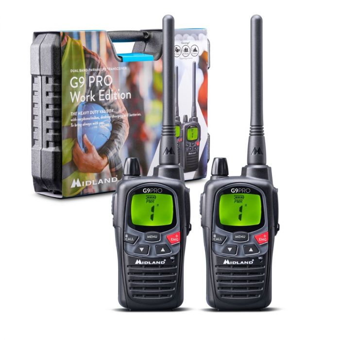 Midland G9 Pro Work Edition – Mallette double talkie-walkies tout équipée