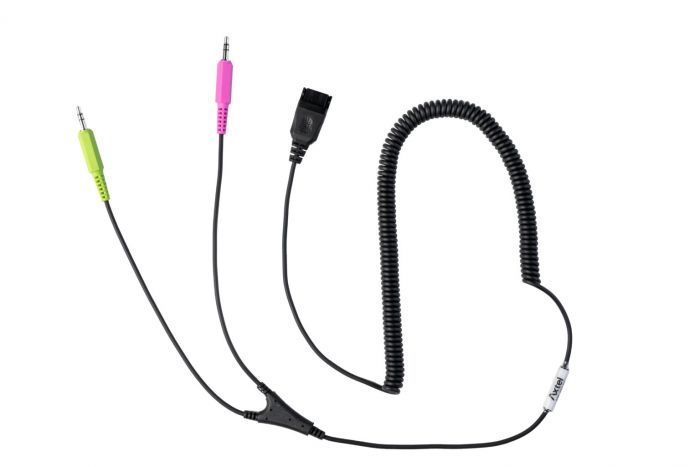 CORDON SPIRALÉ PC QD / 2 X JACK 3,5 MM
